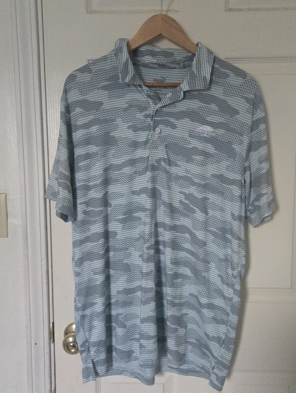 Puma Golf Volition America Camo Stripe Polo Shirt Men’s Medium Blue Gray